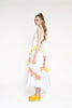 Side view of the Alli Blair NY Summer Truffle Ruffle Maxi Dress