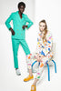 2 Models wearing the Alli Blair NY Have A Bright Day Blazer in Arcadia Green and Murano Glass Terrazzo